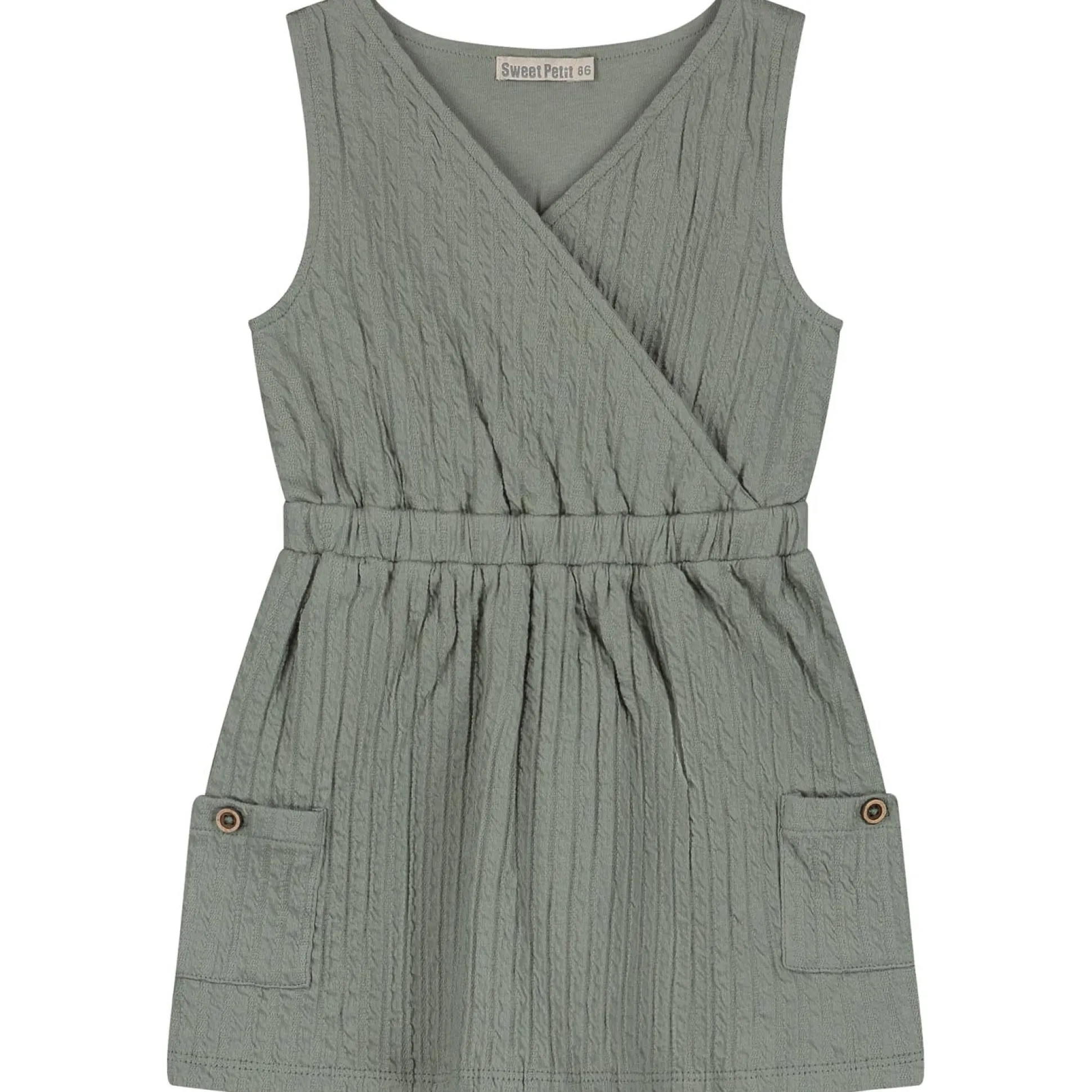 Sweet Petit baby jurk Merel mouwloos effen groen