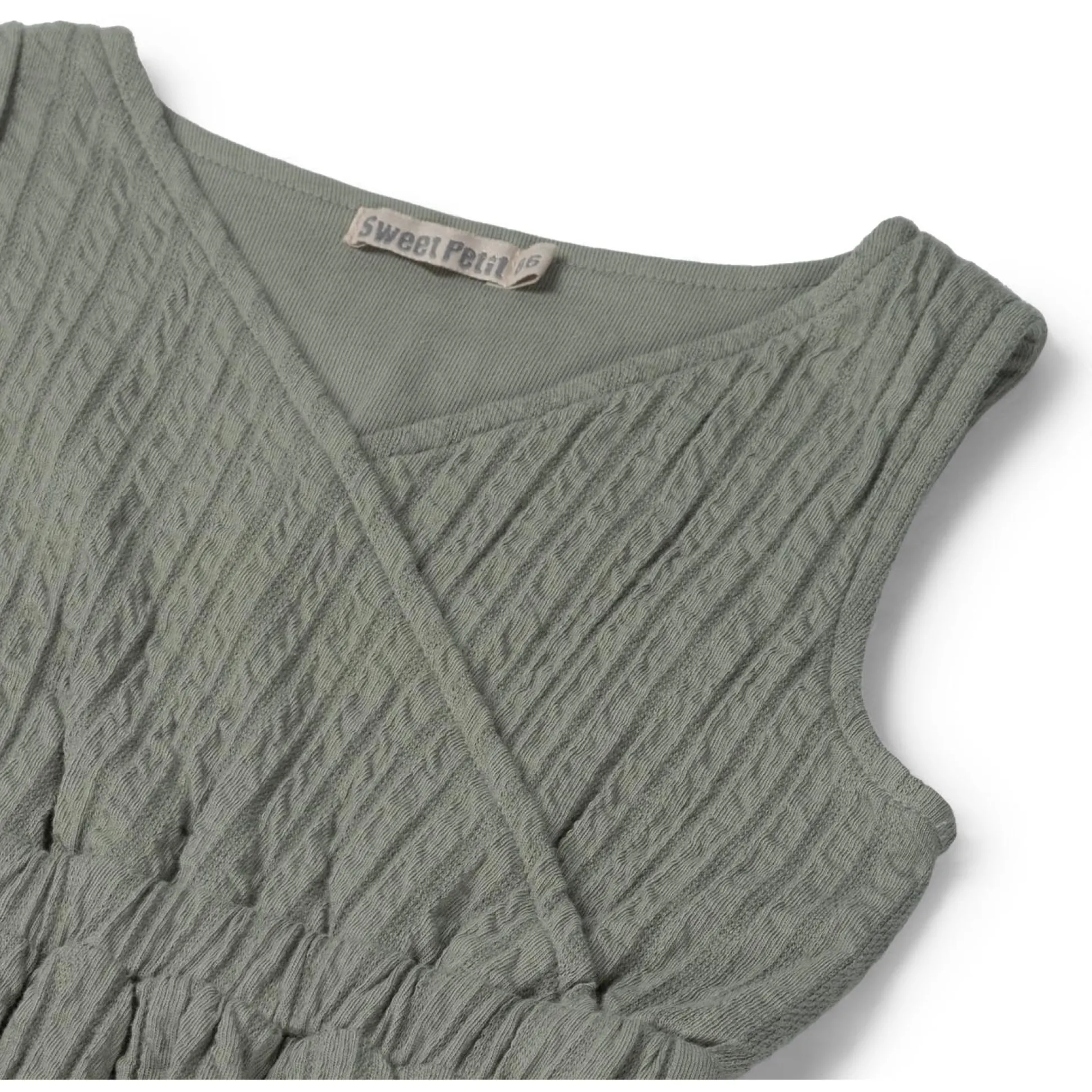 Sweet Petit baby jurk Merel mouwloos effen groen