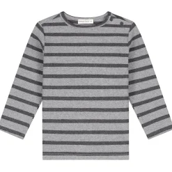 Sweet Petit baby shirt Mees lange mouwen strepen grijs