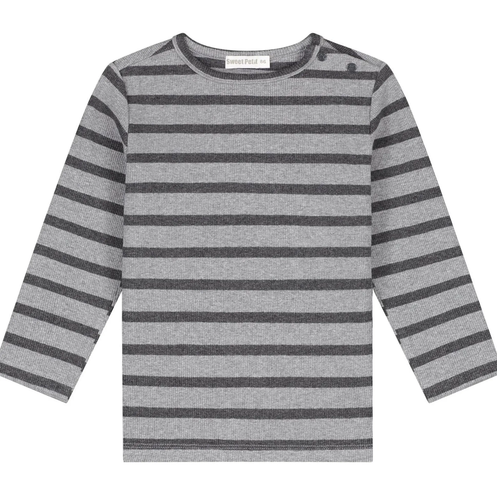 Sweet Petit baby shirt Mees lange mouwen strepen grijs