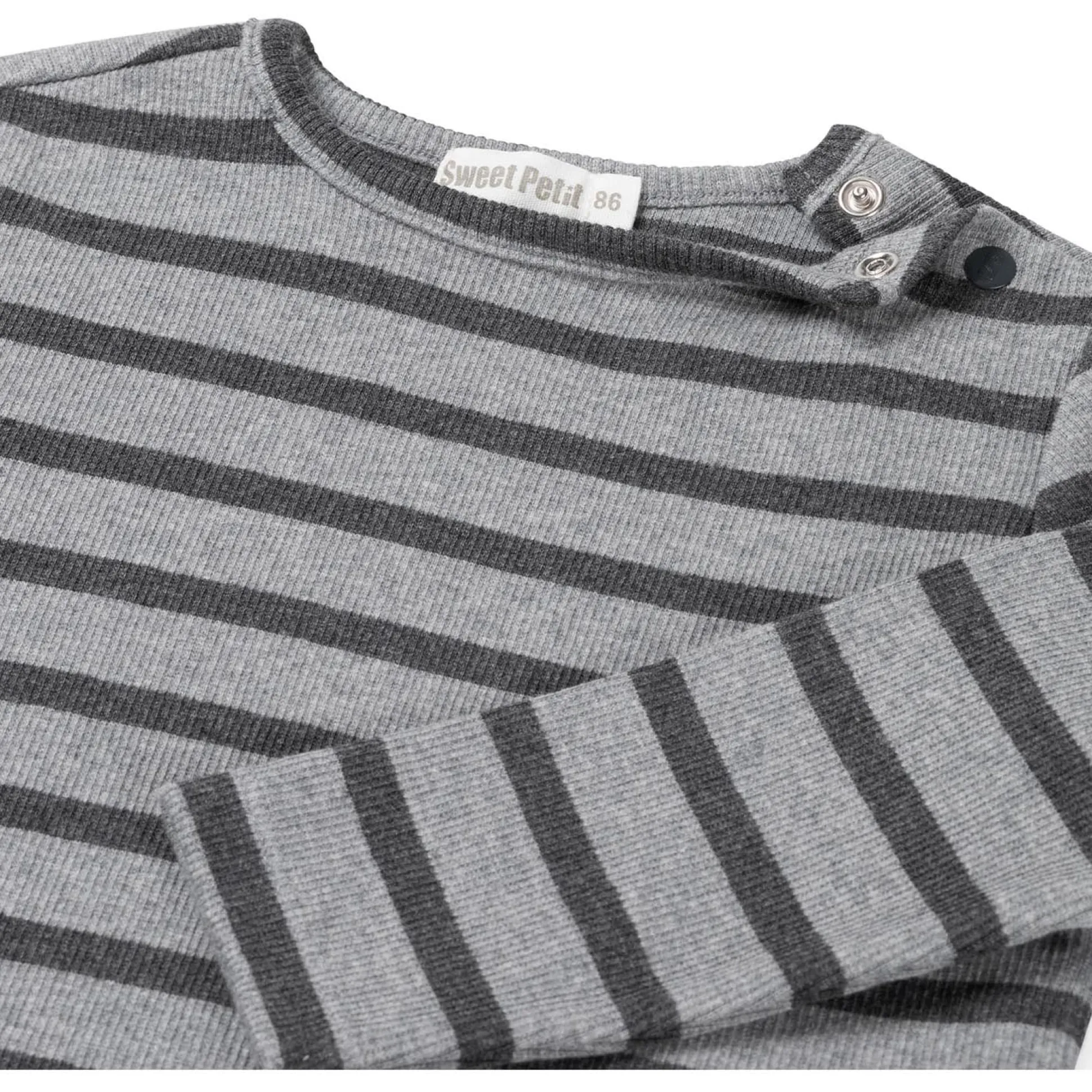 Sweet Petit baby shirt Mees lange mouwen strepen grijs