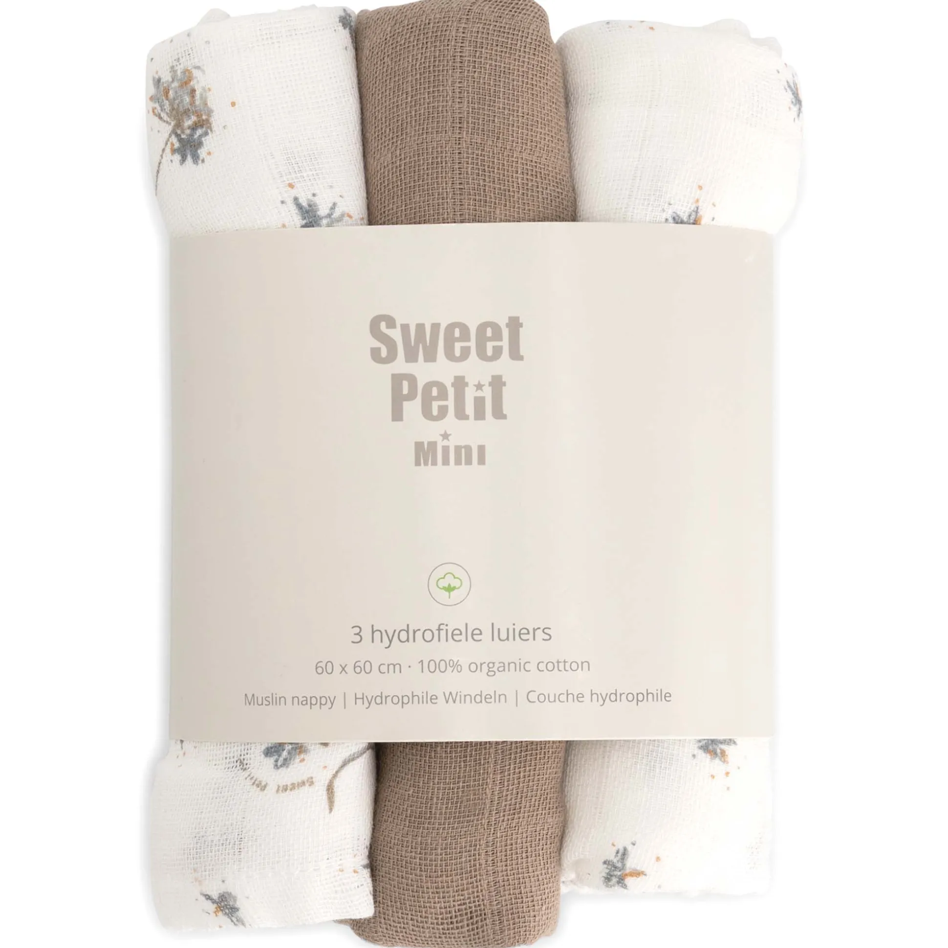 Sweet Petit Mini hydrofiele luiers 3 stuks beige
