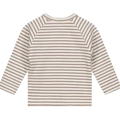 Sweet Petit Mini overslagshirt rib lange mouwen strepen bruin
