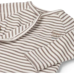 Sweet Petit Mini overslagshirt rib lange mouwen strepen bruin