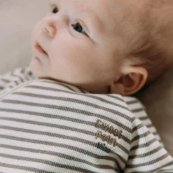 Sweet Petit Mini overslagshirt rib lange mouwen strepen bruin