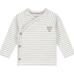 Sweet Petit Mini overslagshirt rib lange mouwen strepen beige