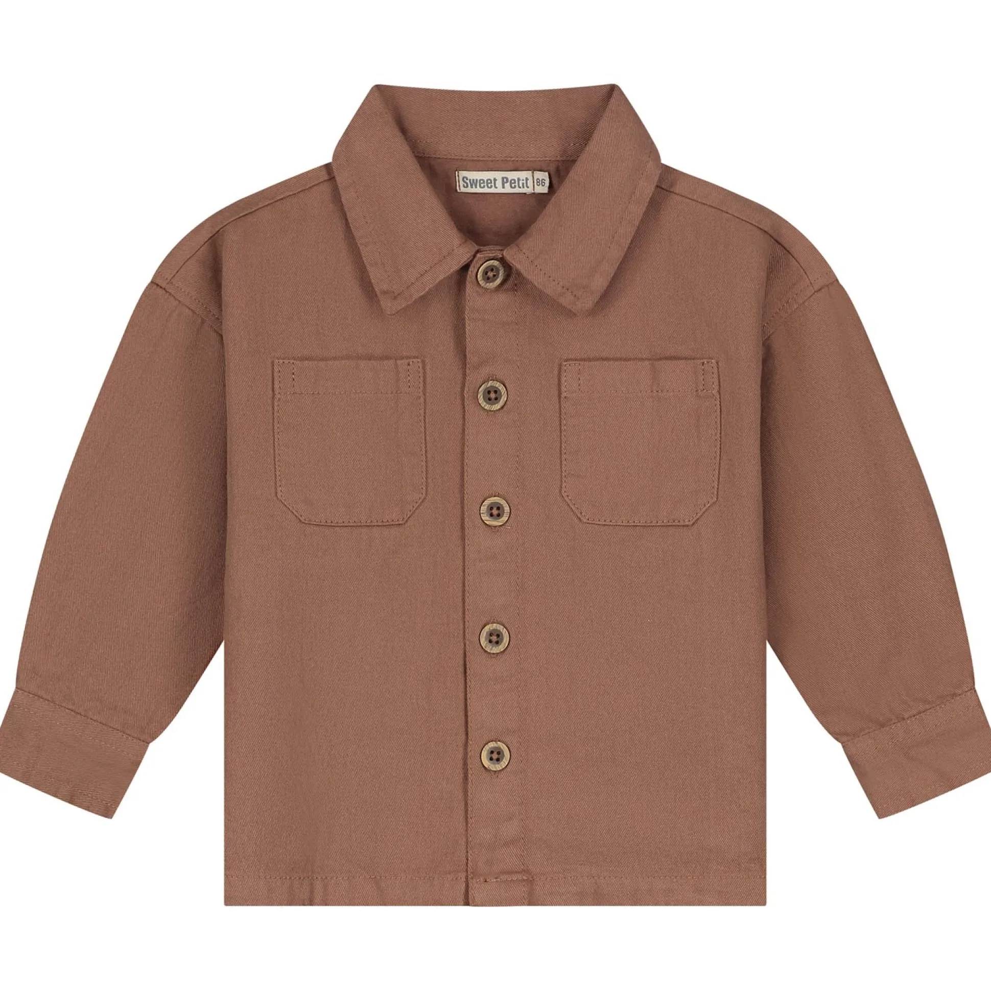 Sweet Petit peuter blouse lange mouwen effen bruin