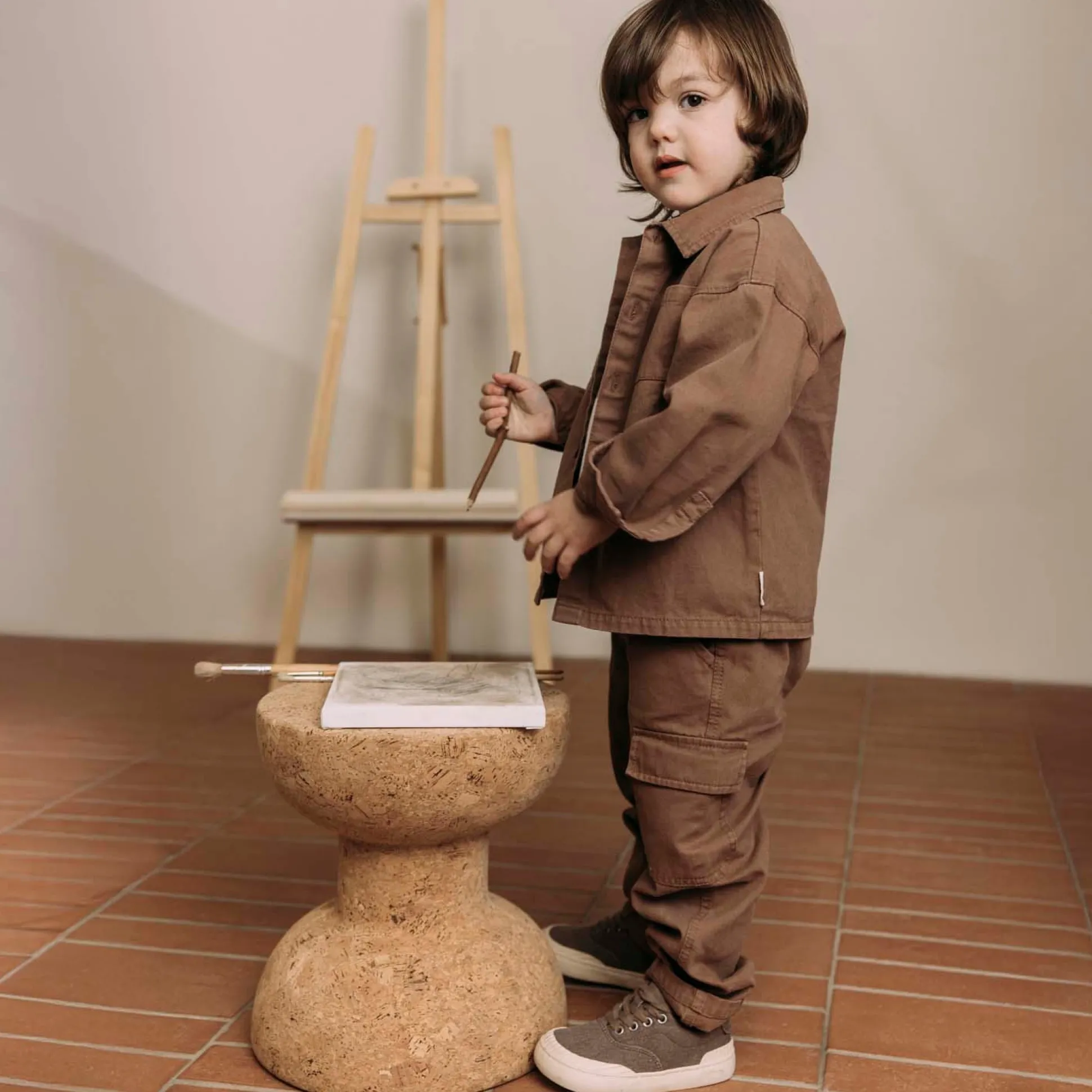 Sweet Petit peuter broek effen bruin