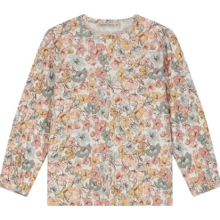 Sweet Petit peuter shirt Lin lange mouwen bloemen beige