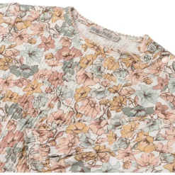 Sweet Petit peuter shirt Lin lange mouwen bloemen beige