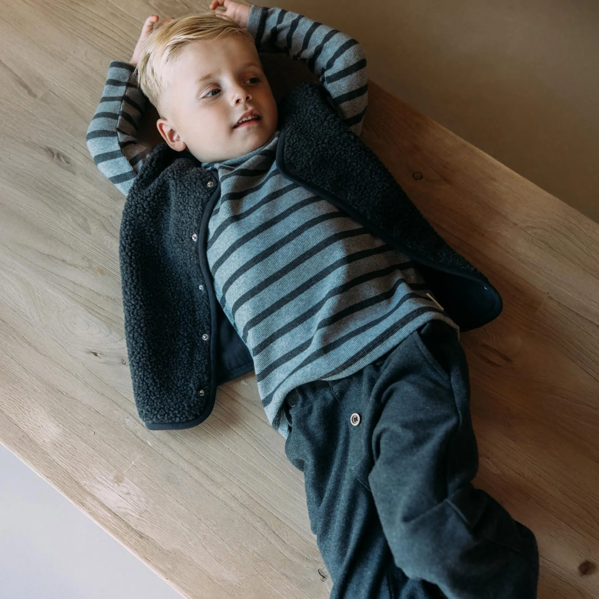 Sweet Petit peuter shirt Mees lange mouwen strepen grijs