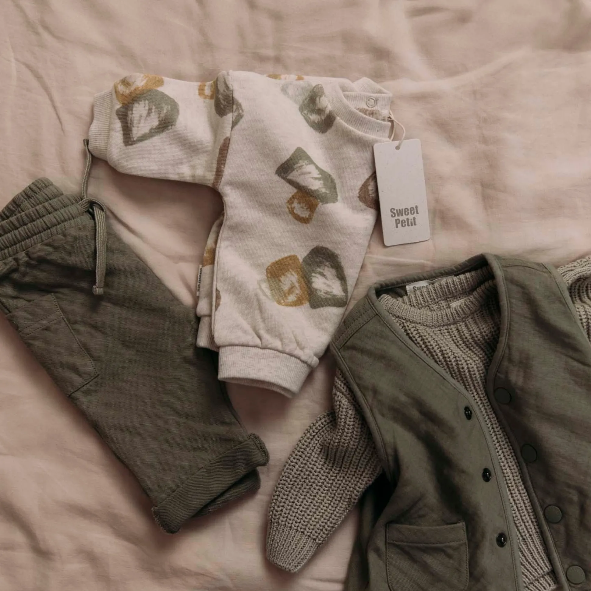 Sweet Petit peuter trui lange mouwen effen groen