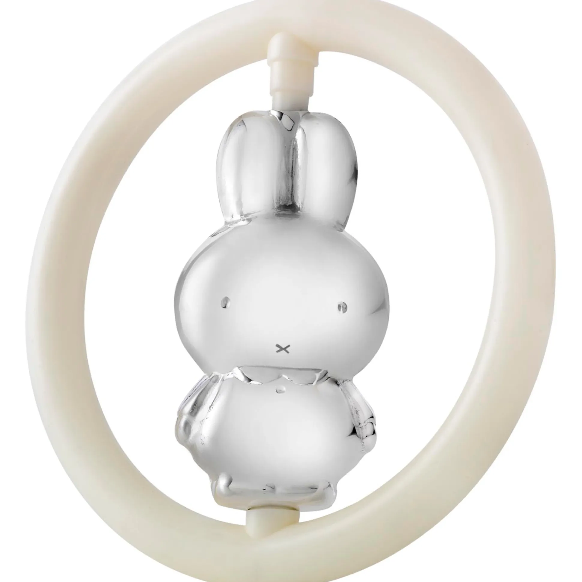 Zilverstad rammelaar nijntje in ring Silver