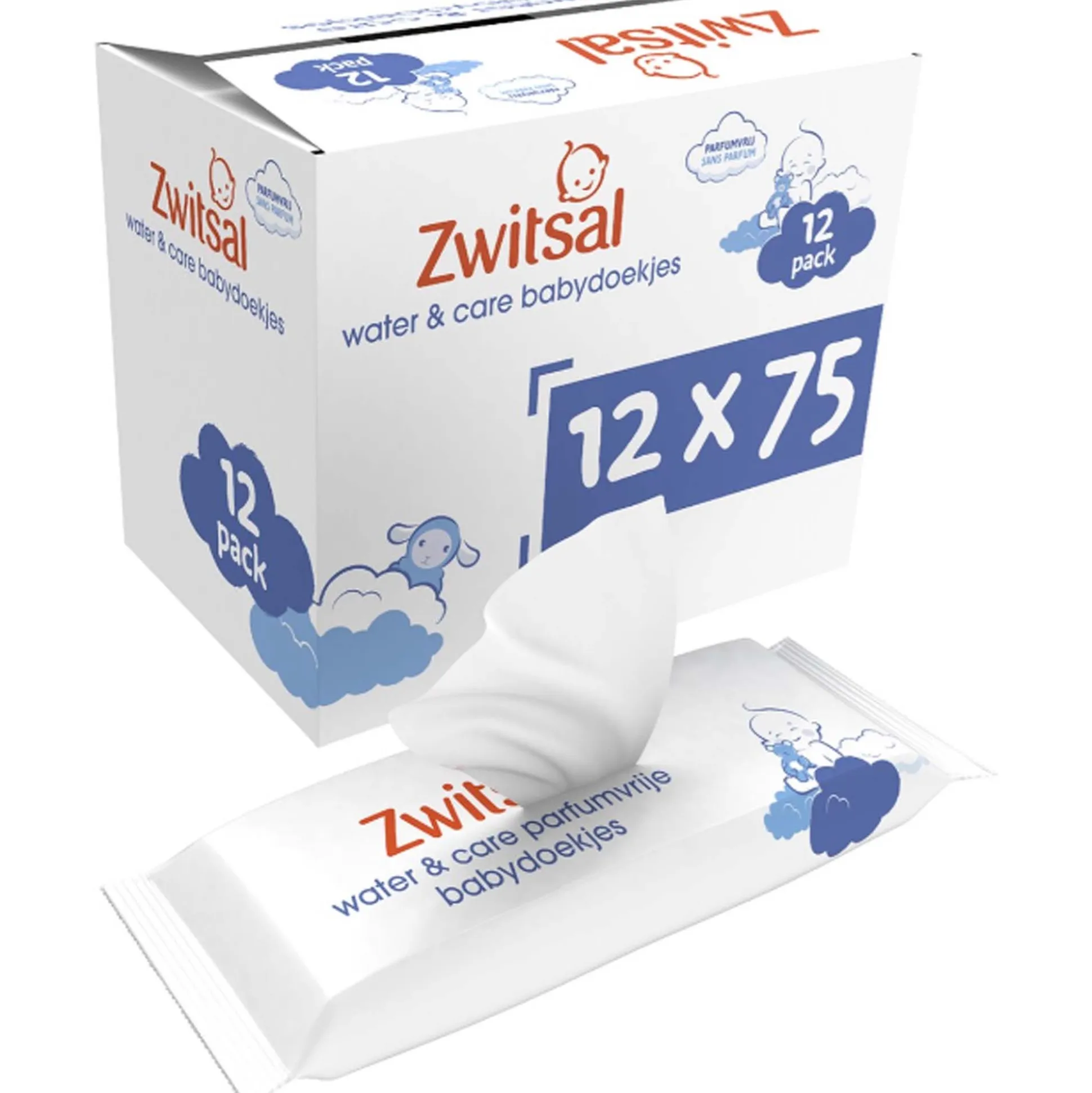 Zwitsal Water & Care Babydoekjes (12x75 stuks)